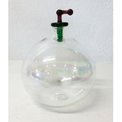 VASO VETRO SOFFIATO FIRMATO MURANO DESIGN BOCCETTA BOCCIA TAPPO VINTAGE ITALIA