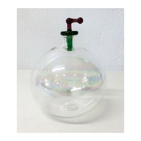 VASO VETRO SOFFIATO FIRMATO MURANO DESIGN BOCCETTA BOCCIA TAPPO VINTAGE ITALIA