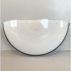 LAMPADA  APPLIQUE VETRO MURANO BIANCO OPALINO AVVENTURINA ARGENTO ANNI '70/'80