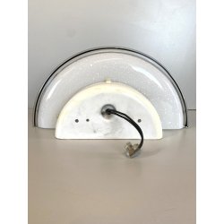 LAMPADA  APPLIQUE VETRO MURANO BIANCO OPALINO AVVENTURINA ARGENTO ANNI '70/'80