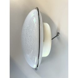 LAMPADA  APPLIQUE VETRO MURANO BIANCO OPALINO AVVENTURINA ARGENTO ANNI '70/'80