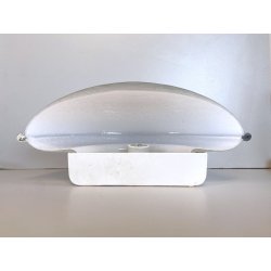 LAMPADA  APPLIQUE VETRO MURANO BIANCO OPALINO AVVENTURINA ARGENTO ANNI '70/'80