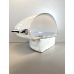 LAMPADA  APPLIQUE VETRO MURANO BIANCO OPALINO AVVENTURINA ARGENTO ANNI '70/'80