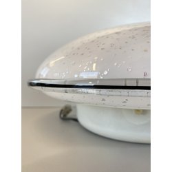 LAMPADA  APPLIQUE VETRO MURANO BIANCO OPALINO AVVENTURINA ARGENTO ANNI '70/'80