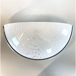 LAMPADA  APPLIQUE VETRO MURANO BIANCO OPALINO AVVENTURINA ARGENTO ANNI '70/'80