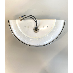 LAMPADA  APPLIQUE VETRO MURANO BIANCO OPALINO AVVENTURINA ARGENTO ANNI '70/'80