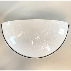 LAMPADA  APPLIQUE VETRO MURANO BIANCO OPALINO AVVENTURINA ARGENTO EPOCA '70/'80