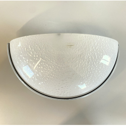 LAMPADA  APPLIQUE VETRO MURANO BIANCO OPALINO AVVENTURINA ARGENTO ANNI '70/80