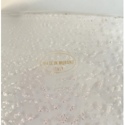 LAMPADA  APPLIQUE VETRO MURANO BIANCO OPALINO AVVENTURINA ARGENTO ANNI '70/80