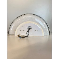 LAMPADA  APPLIQUE VETRO MURANO BIANCO OPALINO AVVENTURINA ARGENTO ANNI '70/80
