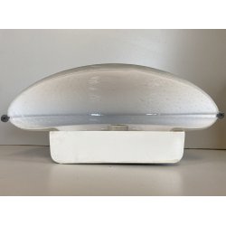 LAMPADA  APPLIQUE VETRO MURANO BIANCO OPALINO AVVENTURINA ARGENTO ANNI '70/80