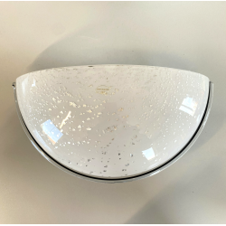 LAMPADA APPLIQUE VETRO MURANO BIANCO OPALINO AVVENTURINA ARGENTO VINTAGE '70/'80