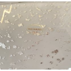 LAMPADA APPLIQUE VETRO MURANO BIANCO OPALINO AVVENTURINA ARGENTO VINTAGE '70/'80