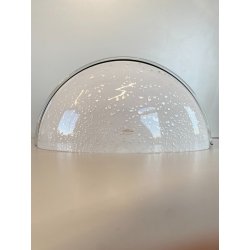 LAMPADA APPLIQUE VETRO MURANO BIANCO OPALINO AVVENTURINA ARGENTO VINTAGE '70/'80