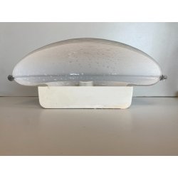 LAMPADA APPLIQUE VETRO MURANO BIANCO OPALINO AVVENTURINA ARGENTO VINTAGE '70/'80
