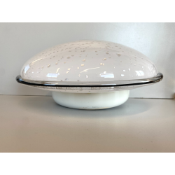 LAMPADA APPLIQUE VETRO MURANO BIANCO OPALINO AVVENTURINA ARGENTO VINTAGE '70/'80