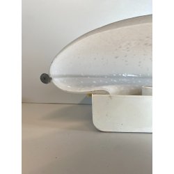 LAMPADA APPLIQUE VETRO MURANO BIANCO OPALINO AVVENTURINA ARGENTO VINTAGE '70/'80