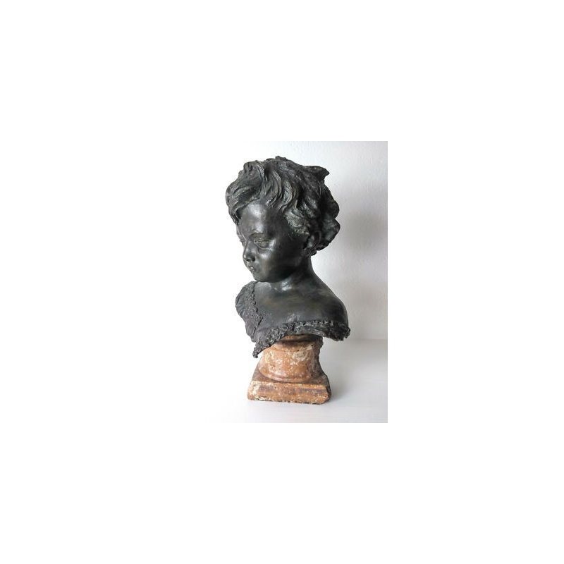 ANTICO BUSTO BRONZO BAMBINO LACRIME PIANTO STILE MEDARDO ROSSO SCULTURA STATUA