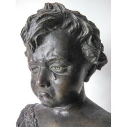ANTICO BUSTO BRONZO BAMBINO LACRIME PIANTO STILE MEDARDO ROSSO SCULTURA STATUA