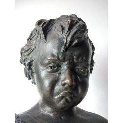 ANTICO BUSTO BRONZO BAMBINO LACRIME PIANTO STILE MEDARDO ROSSO SCULTURA STATUA