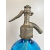 SIFONE BOTTIGLIA VETRO ACQUA di SELTZ F. Lachelli MORTARA AZZURRO ART DECO COLPI