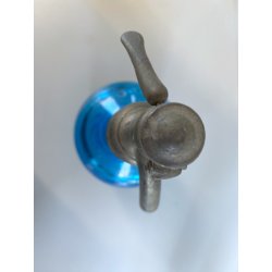 SIFONE BOTTIGLIA VETRO ACQUA di SELTZ F. Lachelli MORTARA AZZURRO ART DECO COLPI