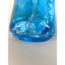 SIFONE BOTTIGLIA VETRO ACQUA di SELTZ F. Lachelli MORTARA AZZURRO ART DECO COLPI