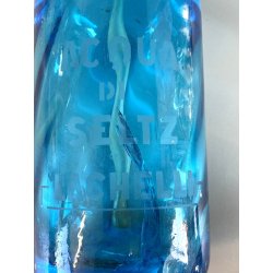 SIFONE BOTTIGLIA VETRO ACQUA di SELTZ F. Lachelli MORTARA AZZURRO ART DECO COLPI