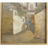 DIPINTO Antonio Pollini BELGIRATE LAGO MAGGIORE BORGO 1900 QUADRO OLIO TAVOLA
