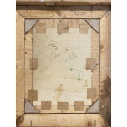 DIPINTO Antonio Pollini BELGIRATE LAGO MAGGIORE BORGO 1900 QUADRO OLIO TAVOLA