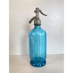 SIFONE BOTTIGLIA VETRO SELTZ AZZURRO Francesco Pescio CARPIGNANO S. ART DECO'