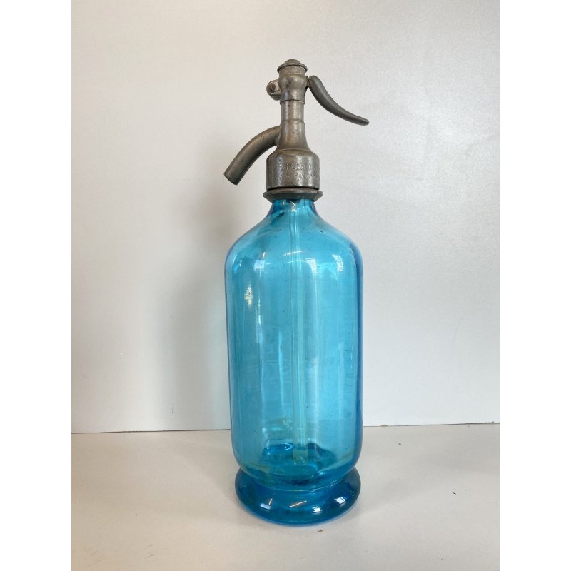 SIFONE BOTTIGLIA VETRO SELTZ AZZURRO Francesco Pescio CARPIGNANO S. ART DECO'