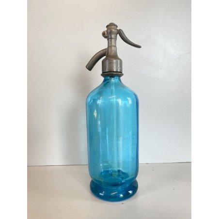 SIFONE BOTTIGLIA VETRO SELTZ AZZURRO Francesco Pescio CARPIGNANO S. ART DECO'