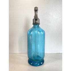 SIFONE BOTTIGLIA VETRO SELTZ AZZURRO Francesco Pescio CARPIGNANO S. ART DECO'