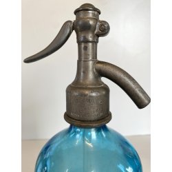 SIFONE BOTTIGLIA VETRO SELTZ AZZURRO Francesco Pescio CARPIGNANO S. ART DECO'