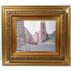 ANTICO QUADRO Enrico Boggione CIRCUS LONDRA DIPINTO OLIO TAVOLA EPOCA 1960