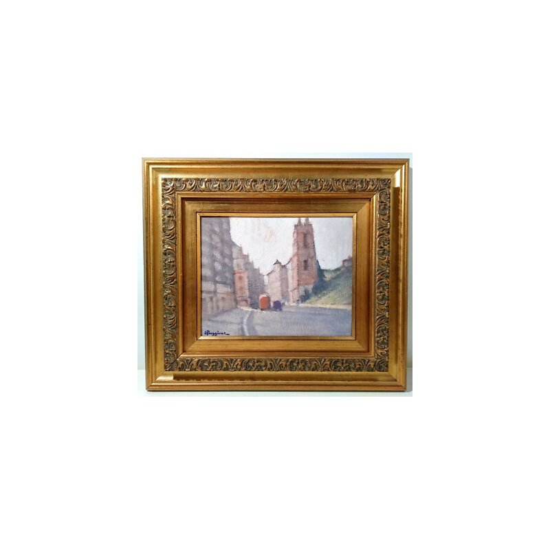 ANTICO QUADRO Enrico Boggione CIRCUS LONDRA DIPINTO OLIO TAVOLA EPOCA 1960