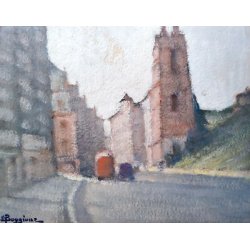 ANTICO QUADRO Enrico Boggione CIRCUS LONDRA DIPINTO OLIO TAVOLA EPOCA 1960