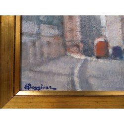 ANTICO QUADRO Enrico Boggione CIRCUS LONDRA DIPINTO OLIO TAVOLA EPOCA 1960