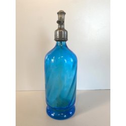 SIFONE SELTZ BOTTIGLIA VETRO AZZURRO "Antonietti Omegna" RICARD ART DECO'
