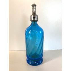 SIFONE SELTZ BOTTIGLIA VETRO AZZURRO "Antonietti Omegna" RICARD ART DECO'