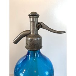 SIFONE SELTZ BOTTIGLIA VETRO AZZURRO "Antonietti Omegna" RICARD ART DECO'