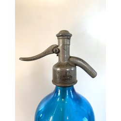 SIFONE SELTZ BOTTIGLIA VETRO AZZURRO "Antonietti Omegna" RICARD ART DECO'
