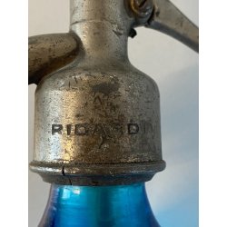 SIFONE SELTZ BOTTIGLIA VETRO AZZURRO "Antonietti Omegna" RICARD ART DECO'