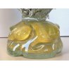 FIGURA GALLO PAVONE UCCELLO VETRO Murano SOMMERSO NERO AVVENTURINA ARGENTO ORO