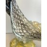 FIGURA GALLO PAVONE UCCELLO VETRO Murano SOMMERSO NERO AVVENTURINA ARGENTO ORO