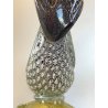 FIGURA GALLO PAVONE UCCELLO VETRO Murano SOMMERSO NERO AVVENTURINA ARGENTO ORO