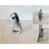 SCULTURA FIGURA PINGUINO VETRO Murano TRANSPARENTE  GRIGIO 10,5 cm/h
