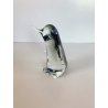 SCULTURA FIGURA PINGUINO VETRO Murano TRANSPARENTE  GRIGIO 10,5 cm/h