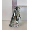 SCULTURA FIGURA PINGUINO VETRO Murano TRANSPARENTE  GRIGIO 10,5 cm/h
